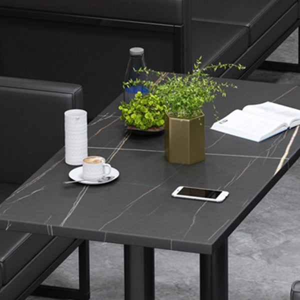 Industrial Style Sintered Stone Dinner Room Kitchen Table Black Table with Black Frame Clearhalo ' dining_table' 'Dining Tables & Seating' 'Dining Tables' 'furn' 'furn_dining_table' 'Furniture' 'furniture_dining_table' 'Kitchen & Dining Furniture' 'kitchen&dining_furn' 'kitchen' 'kitchen_dining_table' 3875918