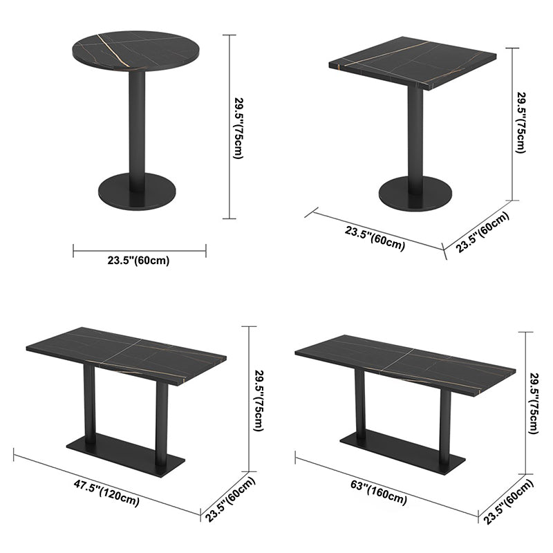 Industrial Style Sintered Stone Dinner Room Kitchen Table Black Table with Black Frame Clearhalo ' dining_table' 'Dining Tables & Seating' 'Dining Tables' 'furn' 'furn_dining_table' 'Furniture' 'furniture_dining_table' 'Kitchen & Dining Furniture' 'kitchen&dining_furn' 'kitchen' 'kitchen_dining_table' 3875919