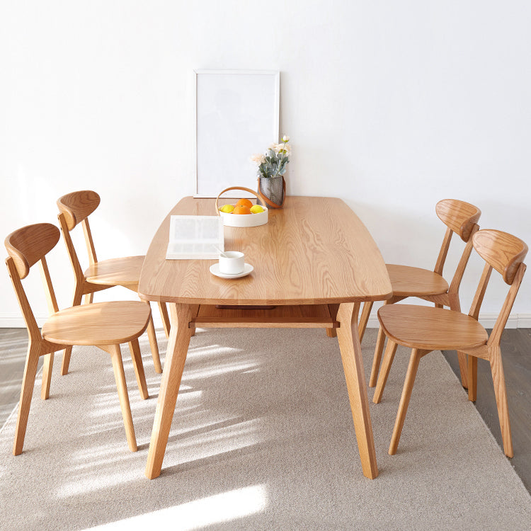 Storage Oak Wood Dining Table in Nature Rectangle Kitchen Table with 4 Legs Clearhalo ' dining_table' 'Dining Tables & Seating' 'Dining Tables' 'furn' 'furn_dining_table' 'Furniture' 'furniture_dining_table' 'Kitchen & Dining Furniture' 'kitchen&dining_furn' 'kitchen' 'kitchen_dining_table' 3875923