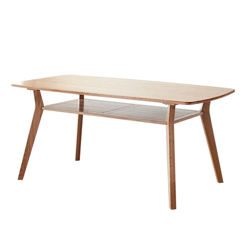 Storage Oak Wood Dining Table in Nature Rectangle Kitchen Table with 4 Legs Without Chairs Clearhalo ' dining_table' 'Dining Tables & Seating' 'Dining Tables' 'furn' 'furn_dining_table' 'Furniture' 'furniture_dining_table' 'Kitchen & Dining Furniture' 'kitchen&dining_furn' 'kitchen' 'kitchen_dining_table' 3875924