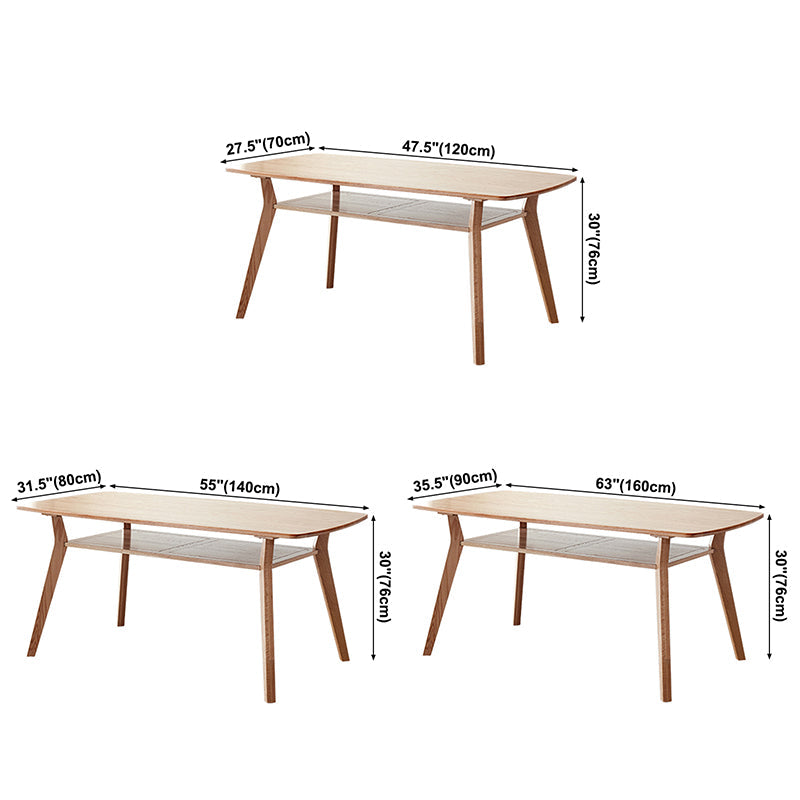 Storage Oak Wood Dining Table in Nature Rectangle Kitchen Table with 4 Legs Clearhalo ' dining_table' 'Dining Tables & Seating' 'Dining Tables' 'furn' 'furn_dining_table' 'Furniture' 'furniture_dining_table' 'Kitchen & Dining Furniture' 'kitchen&dining_furn' 'kitchen' 'kitchen_dining_table' 3875929