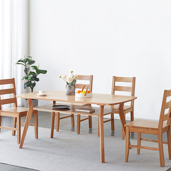 Storage Oak Wood Dining Table in Nature Rectangle Kitchen Table with 4 Legs Clearhalo ' dining_table' 'Dining Tables & Seating' 'Dining Tables' 'furn' 'furn_dining_table' 'Furniture' 'furniture_dining_table' 'Kitchen & Dining Furniture' 'kitchen&dining_furn' 'kitchen' 'kitchen_dining_table' 3875931