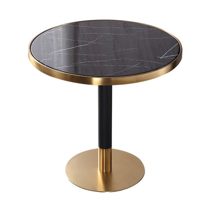 Luxury Style Marble Scratch Resistant Dining Table Single Pedestal Base Round Table for Home Black Without Chairs Clearhalo ' dining_table' 'Dining Tables & Seating' 'Dining Tables' 'furn' 'furn_dining_table' 'Furniture' 'furniture_dining_table' 'Kitchen & Dining Furniture' 'kitchen&dining_furn' 'kitchen' 'kitchen_dining_table' 3875937