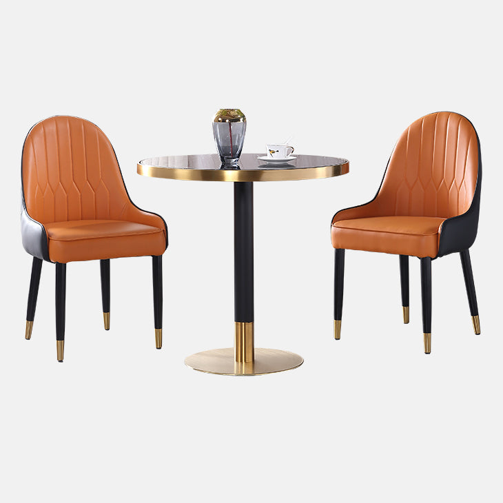 Luxury Style Marble Scratch Resistant Dining Table Single Pedestal Base Round Table for Home Clearhalo ' dining_table' 'Dining Tables & Seating' 'Dining Tables' 'furn' 'furn_dining_table' 'Furniture' 'furniture_dining_table' 'Kitchen & Dining Furniture' 'kitchen&dining_furn' 'kitchen' 'kitchen_dining_table' 3875941