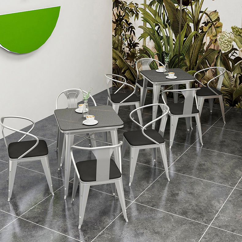 Industrial Sintered Stone Dinner Room Kitchen Table Black Table with Grey Frame for Dining Room Clearhalo ' dining_table' 'Dining Tables & Seating' 'Dining Tables' 'furn' 'furn_dining_table' 'Furniture' 'furniture_dining_table' 'Kitchen & Dining Furniture' 'kitchen&dining_furn' 'kitchen' 'kitchen_dining_table' 3875954