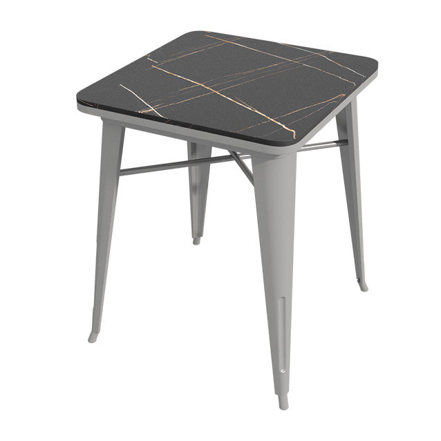 Industrial Sintered Stone Dinner Room Kitchen Table Black Table with Grey Frame for Dining Room Without Chairs Clearhalo ' dining_table' 'Dining Tables & Seating' 'Dining Tables' 'furn' 'furn_dining_table' 'Furniture' 'furniture_dining_table' 'Kitchen & Dining Furniture' 'kitchen&dining_furn' 'kitchen' 'kitchen_dining_table' 3875956