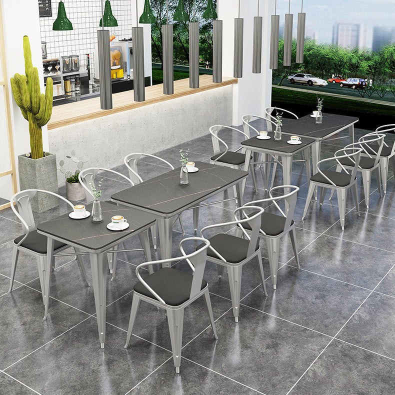 Industrial Sintered Stone Dinner Room Kitchen Table Black Table with Grey Frame for Dining Room Clearhalo ' dining_table' 'Dining Tables & Seating' 'Dining Tables' 'furn' 'furn_dining_table' 'Furniture' 'furniture_dining_table' 'Kitchen & Dining Furniture' 'kitchen&dining_furn' 'kitchen' 'kitchen_dining_table' 3875957