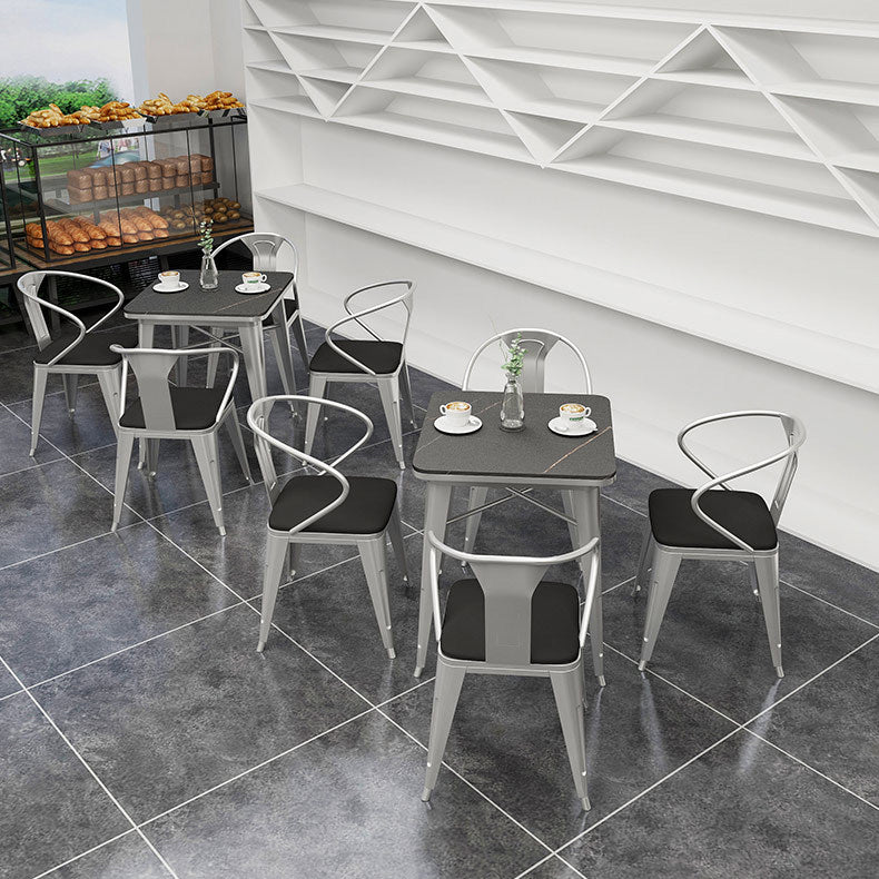 Industrial Sintered Stone Dinner Room Kitchen Table Black Table with Grey Frame for Dining Room Clearhalo ' dining_table' 'Dining Tables & Seating' 'Dining Tables' 'furn' 'furn_dining_table' 'Furniture' 'furniture_dining_table' 'Kitchen & Dining Furniture' 'kitchen&dining_furn' 'kitchen' 'kitchen_dining_table' 3875958