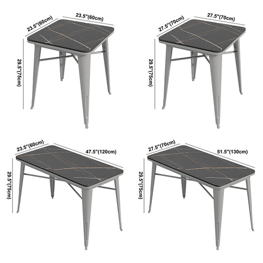 Industrial Sintered Stone Dinner Room Kitchen Table Black Table with Grey Frame for Dining Room