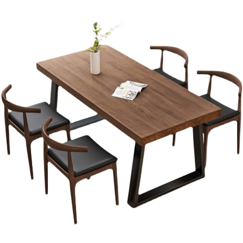 Simple Solid Wood Kitchen Dining Table Brown Rectangle Shape Dining Table with Double Pedestal Base Clearhalo ' dining_table' 'Dining Tables & Seating' 'Dining Tables' 'furn' 'furn_dining_table' 'Furniture' 'furniture_dining_table' 'Kitchen & Dining Furniture' 'kitchen&dining_furn' 'kitchen' 'kitchen_dining_table' 3875966
