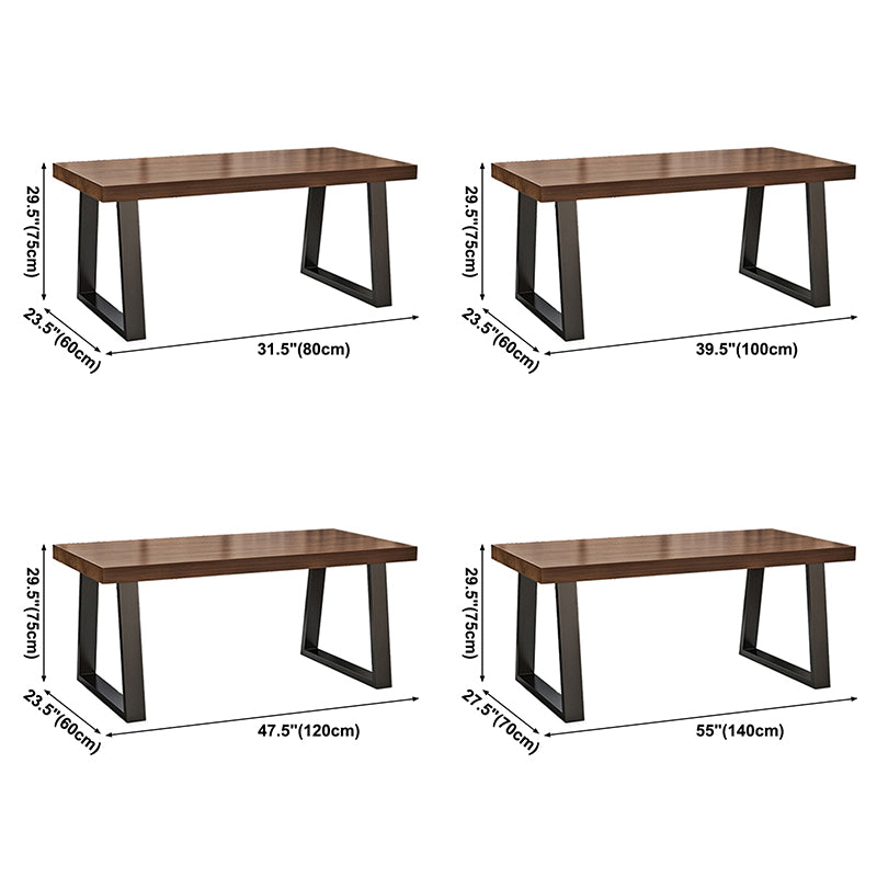 Simple Solid Wood Kitchen Dining Table Brown Rectangle Shape Dining Table with Double Pedestal Base Clearhalo ' dining_table' 'Dining Tables & Seating' 'Dining Tables' 'furn' 'furn_dining_table' 'Furniture' 'furniture_dining_table' 'Kitchen & Dining Furniture' 'kitchen&dining_furn' 'kitchen' 'kitchen_dining_table' 3875968