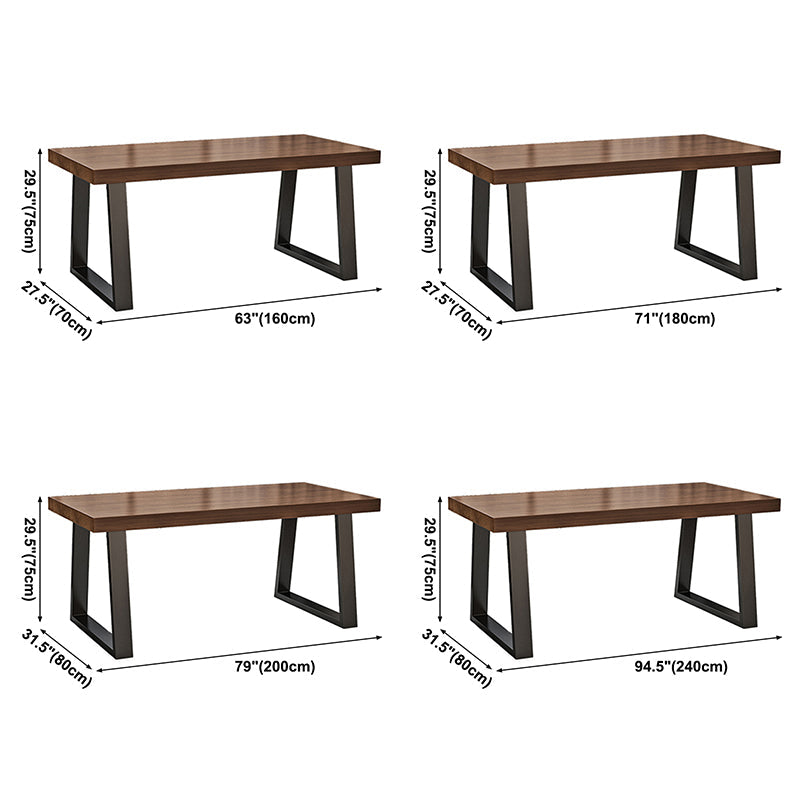 Simple Solid Wood Kitchen Dining Table Brown Rectangle Shape Dining Table with Double Pedestal Base Clearhalo ' dining_table' 'Dining Tables & Seating' 'Dining Tables' 'furn' 'furn_dining_table' 'Furniture' 'furniture_dining_table' 'Kitchen & Dining Furniture' 'kitchen&dining_furn' 'kitchen' 'kitchen_dining_table' 3875969