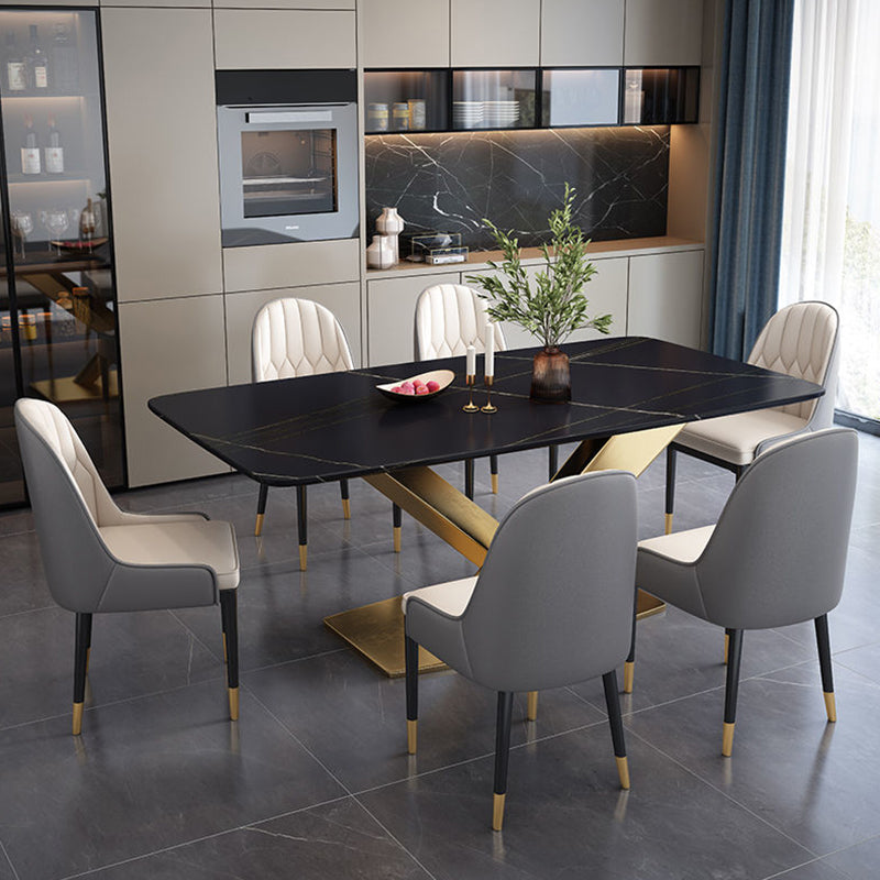 Traditional Luxury Rectangle Dining Site Table Stone Dining Room Dinette Table Black Without Chairs Clearhalo ' dining_table' 'Dining Tables & Seating' 'Dining Tables' 'furn' 'furn_dining_table' 'Furniture' 'furniture_dining_table' 'Kitchen & Dining Furniture' 'kitchen&dining_furn' 'kitchen' 'kitchen_dining_table' 3875972