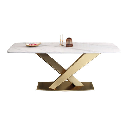 Traditional Luxury Rectangle Dining Site Table Stone Dining Room Dinette Table White Without Chairs Clearhalo ' dining_table' 'Dining Tables & Seating' 'Dining Tables' 'furn' 'furn_dining_table' 'Furniture' 'furniture_dining_table' 'Kitchen & Dining Furniture' 'kitchen&dining_furn' 'kitchen' 'kitchen_dining_table' 3875974