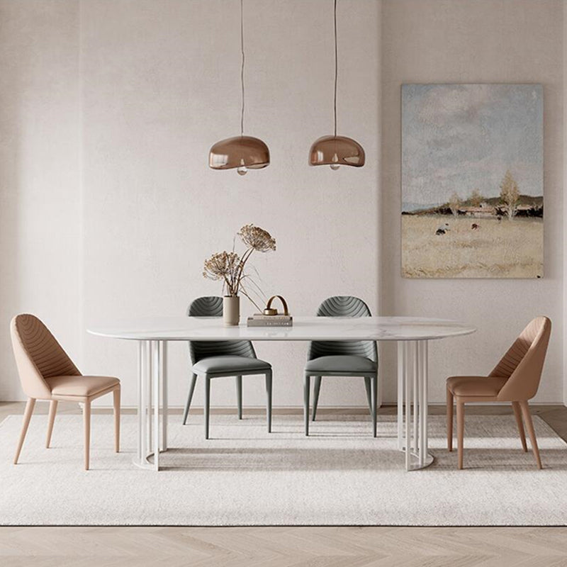 Metal Modern Double Pedestal Dining Table Sintered Stone Top Table for Dining Room and Kitchen Clearhalo ' dining_table' 'Dining Tables & Seating' 'Dining Tables' 'furn' 'furn_dining_table' 'Furniture' 'furniture_dining_table' 'Kitchen & Dining Furniture' 'kitchen&dining_furn' 'kitchen' 'kitchen_dining_table' 3876001