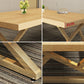 Traditional Luxury Rectangle Dining Room Table Pine Solid Wood Table with Metal Base Clearhalo ' dining_table' 'Dining Tables & Seating' 'Dining Tables' 'furn' 'furn_dining_table' 'Furniture' 'furniture_dining_table' 'Kitchen & Dining Furniture' 'kitchen&dining_furn' 'kitchen' 'kitchen_dining_table' 3876014