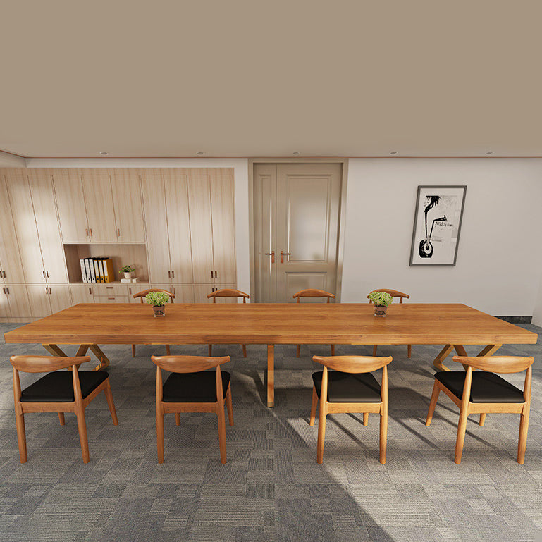 Traditional Luxury Rectangle Dining Room Table Pine Solid Wood Table with Metal Base Clearhalo ' dining_table' 'Dining Tables & Seating' 'Dining Tables' 'furn' 'furn_dining_table' 'Furniture' 'furniture_dining_table' 'Kitchen & Dining Furniture' 'kitchen&dining_furn' 'kitchen' 'kitchen_dining_table' 3876016