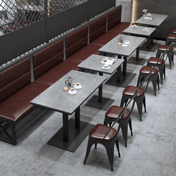 Industrial Sintered Stone Dinner Room Kitchen Table Gray Table with Black Frame for Dining Room Clearhalo ' dining_table' 'Dining Tables & Seating' 'Dining Tables' 'furn' 'furn_dining_table' 'Furniture' 'furniture_dining_table' 'Kitchen & Dining Furniture' 'kitchen&dining_furn' 'kitchen' 'kitchen_dining_table' 3876021