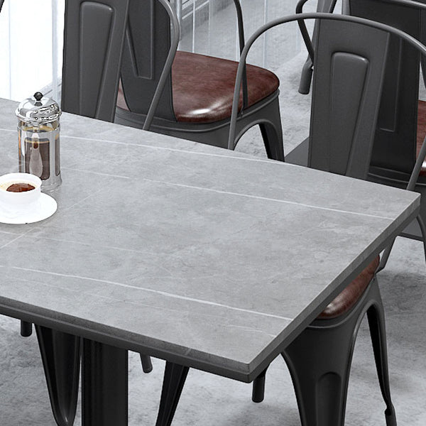 Industrial Sintered Stone Dinner Room Kitchen Table Gray Table with Black Frame for Dining Room Clearhalo ' dining_table' 'Dining Tables & Seating' 'Dining Tables' 'furn' 'furn_dining_table' 'Furniture' 'furniture_dining_table' 'Kitchen & Dining Furniture' 'kitchen&dining_furn' 'kitchen' 'kitchen_dining_table' 3876025