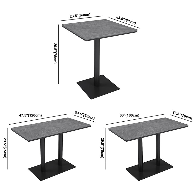 Industrial Sintered Stone Dinner Room Kitchen Table Gray Table with Black Frame for Dining Room Clearhalo ' dining_table' 'Dining Tables & Seating' 'Dining Tables' 'furn' 'furn_dining_table' 'Furniture' 'furniture_dining_table' 'Kitchen & Dining Furniture' 'kitchen&dining_furn' 'kitchen' 'kitchen_dining_table' 3876029