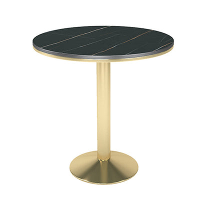 Industrial Style Sintered Stone Dinner Room Kitchen Table Black Table with Gold Frame 23.6"L x 23.6"W x 29.5"H Without Chairs Clearhalo ' dining_table' 'Dining Tables & Seating' 'Dining Tables' 'furn' 'furn_dining_table' 'Furniture' 'furniture_dining_table' 'Kitchen & Dining Furniture' 'kitchen&dining_furn' 'kitchen' 'kitchen_dining_table' 3876045