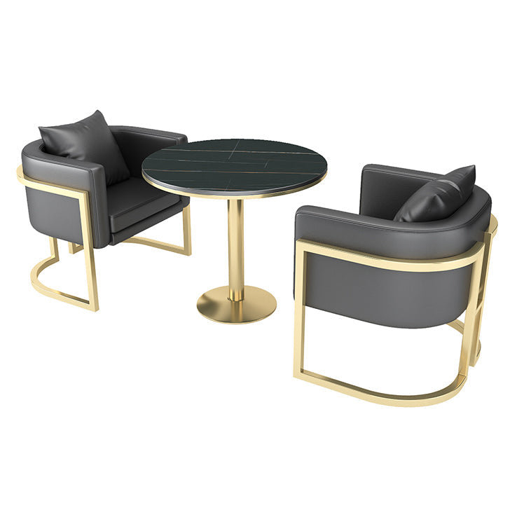Industrial Style Sintered Stone Dinner Room Kitchen Table Black Table with Gold Frame Clearhalo ' dining_table' 'Dining Tables & Seating' 'Dining Tables' 'furn' 'furn_dining_table' 'Furniture' 'furniture_dining_table' 'Kitchen & Dining Furniture' 'kitchen&dining_furn' 'kitchen' 'kitchen_dining_table' 3876052