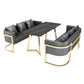 Industrial Style Sintered Stone Dinner Room Kitchen Table Black Table with Gold Frame Clearhalo ' dining_table' 'Dining Tables & Seating' 'Dining Tables' 'furn' 'furn_dining_table' 'Furniture' 'furniture_dining_table' 'Kitchen & Dining Furniture' 'kitchen&dining_furn' 'kitchen' 'kitchen_dining_table' 3876053