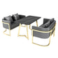 Industrial Style Sintered Stone Dinner Room Kitchen Table Black Table with Gold Frame Clearhalo ' dining_table' 'Dining Tables & Seating' 'Dining Tables' 'furn' 'furn_dining_table' 'Furniture' 'furniture_dining_table' 'Kitchen & Dining Furniture' 'kitchen&dining_furn' 'kitchen' 'kitchen_dining_table' 3876055