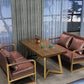 Industrial Solid Wood Dinner Room Kitchen Table Brown Table with Gold Frame for Dining Room Clearhalo ' dining_table' 'Dining Tables & Seating' 'Dining Tables' 'furn' 'furn_dining_table' 'Furniture' 'furniture_dining_table' 'Kitchen & Dining Furniture' 'kitchen&dining_furn' 'kitchen' 'kitchen_dining_table' 3876058