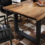 Industrial Brown Rectangle Shape Dining Table Solid Wood Standard Dining Table for Kitchen Clearhalo ' dining_table' 'Dining Tables & Seating' 'Dining Tables' 'furn' 'furn_dining_table' 'Furniture' 'furniture_dining_table' 'Kitchen & Dining Furniture' 'kitchen&dining_furn' 'kitchen' 'kitchen_dining_table' 3876117