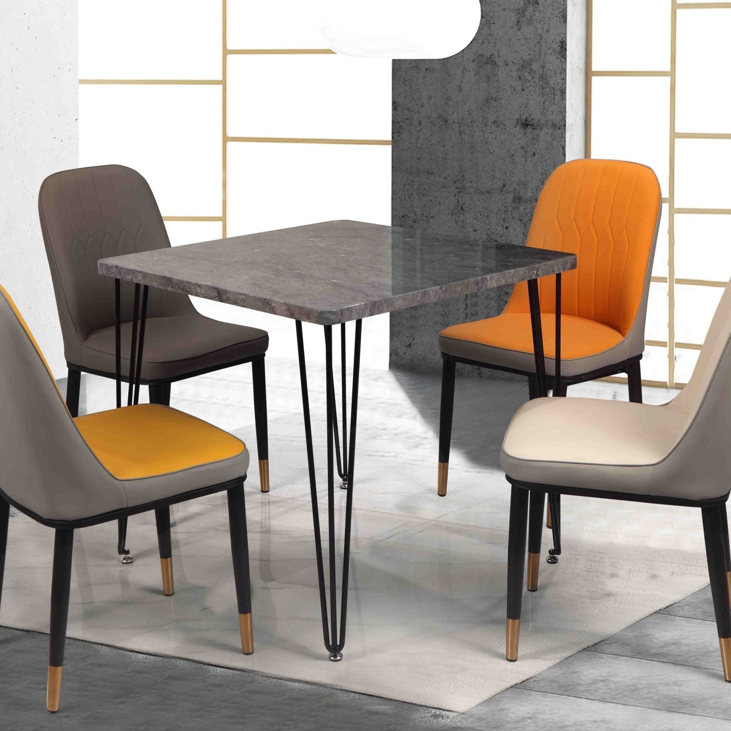 Industrial Style Sintered Stone Dining Table 4 Legs Base Square Table for Home Clearhalo ' dining_table' 'Dining Tables & Seating' 'Dining Tables' 'furn' 'furn_dining_table' 'Furniture' 'furniture_dining_table' 'Kitchen & Dining Furniture' 'kitchen&dining_furn' 'kitchen' 'kitchen_dining_table' 3876122