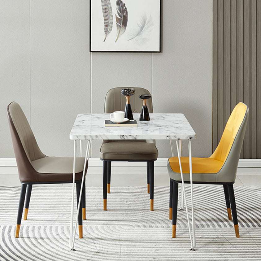 Industrial Style Sintered Stone Dining Table 4 Legs Base Square Table for Home Clearhalo ' dining_table' 'Dining Tables & Seating' 'Dining Tables' 'furn' 'furn_dining_table' 'Furniture' 'furniture_dining_table' 'Kitchen & Dining Furniture' 'kitchen&dining_furn' 'kitchen' 'kitchen_dining_table' 3876126