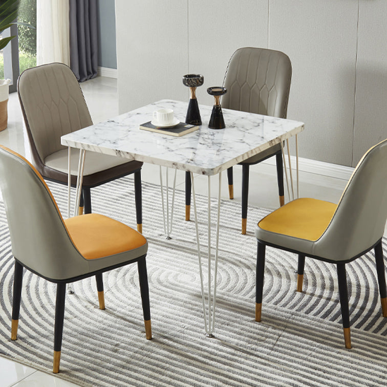 Industrial Style Sintered Stone Dining Table 4 Legs Base Square Table for Home Clearhalo ' dining_table' 'Dining Tables & Seating' 'Dining Tables' 'furn' 'furn_dining_table' 'Furniture' 'furniture_dining_table' 'Kitchen & Dining Furniture' 'kitchen&dining_furn' 'kitchen' 'kitchen_dining_table' 3876127