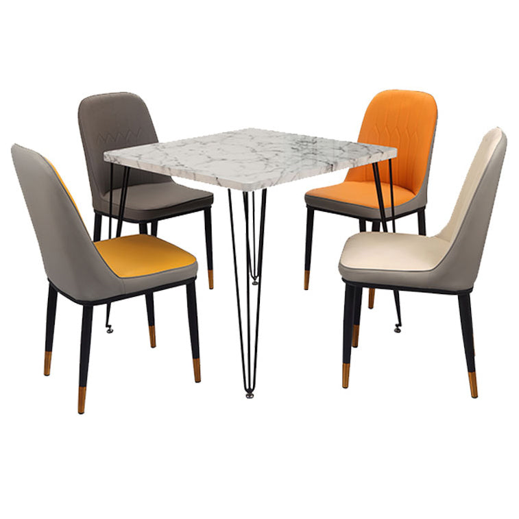 Industrial Style Sintered Stone Dining Table 4 Legs Base Square Table for Home Clearhalo ' dining_table' 'Dining Tables & Seating' 'Dining Tables' 'furn' 'furn_dining_table' 'Furniture' 'furniture_dining_table' 'Kitchen & Dining Furniture' 'kitchen&dining_furn' 'kitchen' 'kitchen_dining_table' 3876129