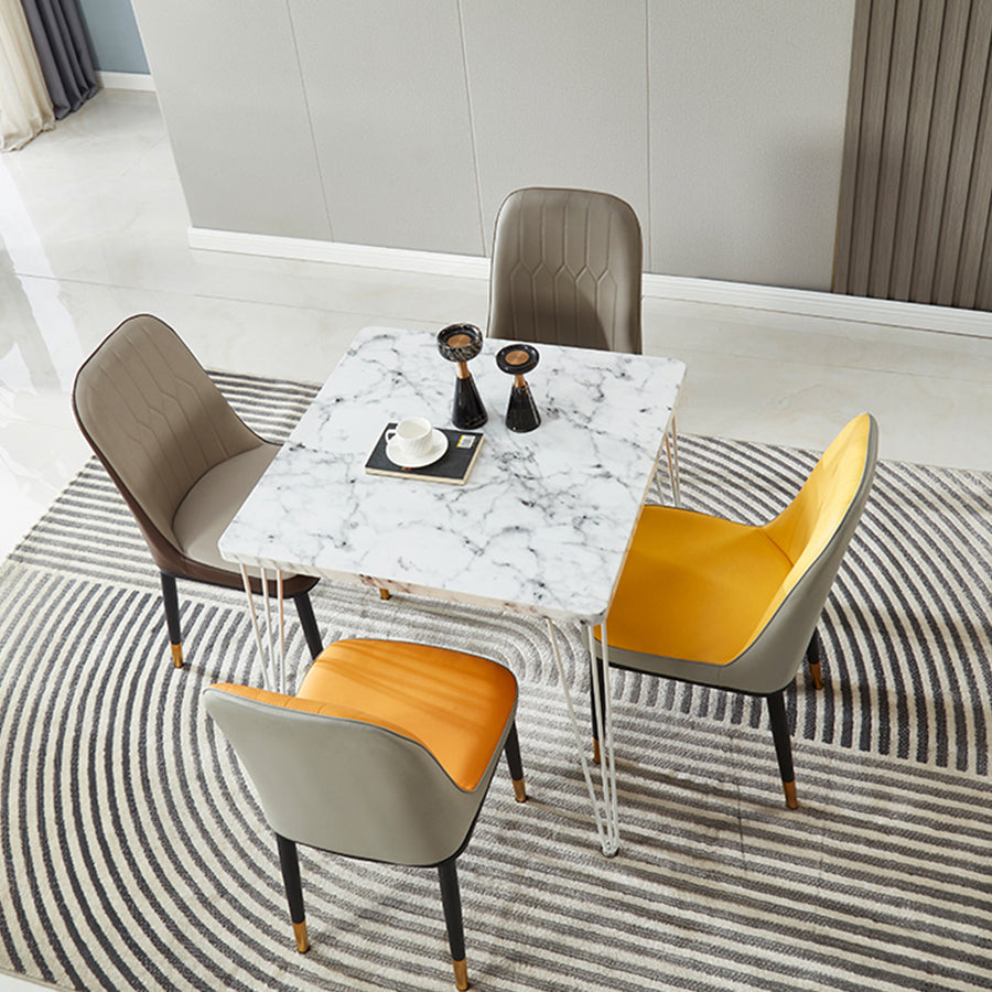 Industrial Style Sintered Stone Dining Table 4 Legs Base Square Table for Home Clearhalo ' dining_table' 'Dining Tables & Seating' 'Dining Tables' 'furn' 'furn_dining_table' 'Furniture' 'furniture_dining_table' 'Kitchen & Dining Furniture' 'kitchen&dining_furn' 'kitchen' 'kitchen_dining_table' 3876132