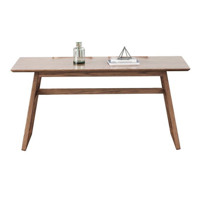 Rectangle Ash Wood Table in Walnut Contemporary Wooden Dining Table with Double Pedestal Without Chairs Clearhalo ' dining_table' 'Dining Tables & Seating' 'Dining Tables' 'furn' 'furn_dining_table' 'Furniture' 'furniture_dining_table' 'Kitchen & Dining Furniture' 'kitchen&dining_furn' 'kitchen' 'kitchen_dining_table' 3876157