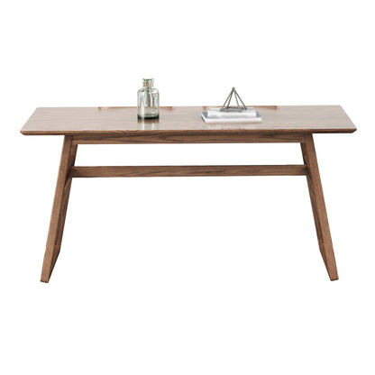 Rectangle Ash Wood Table in Walnut Contemporary Wooden Dining Table with Double Pedestal Without Chairs Clearhalo ' dining_table' 'Dining Tables & Seating' 'Dining Tables' 'furn' 'furn_dining_table' 'Furniture' 'furniture_dining_table' 'Kitchen & Dining Furniture' 'kitchen&dining_furn' 'kitchen' 'kitchen_dining_table' 3876157
