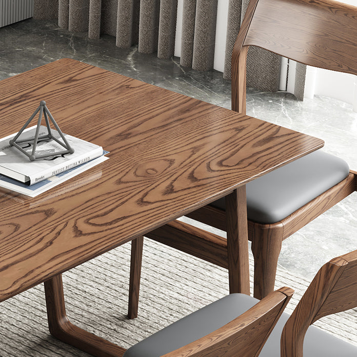 Rectangle Ash Wood Table in Walnut Contemporary Wooden Dining Table with Double Pedestal Clearhalo ' dining_table' 'Dining Tables & Seating' 'Dining Tables' 'furn' 'furn_dining_table' 'Furniture' 'furniture_dining_table' 'Kitchen & Dining Furniture' 'kitchen&dining_furn' 'kitchen' 'kitchen_dining_table' 3876158