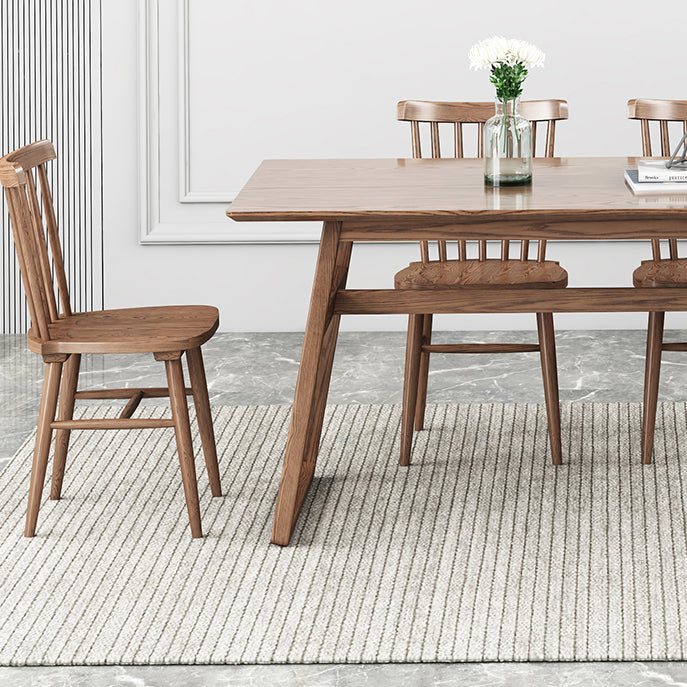 Rectangle Ash Wood Table in Walnut Contemporary Wooden Dining Table with Double Pedestal Clearhalo ' dining_table' 'Dining Tables & Seating' 'Dining Tables' 'furn' 'furn_dining_table' 'Furniture' 'furniture_dining_table' 'Kitchen & Dining Furniture' 'kitchen&dining_furn' 'kitchen' 'kitchen_dining_table' 3876159