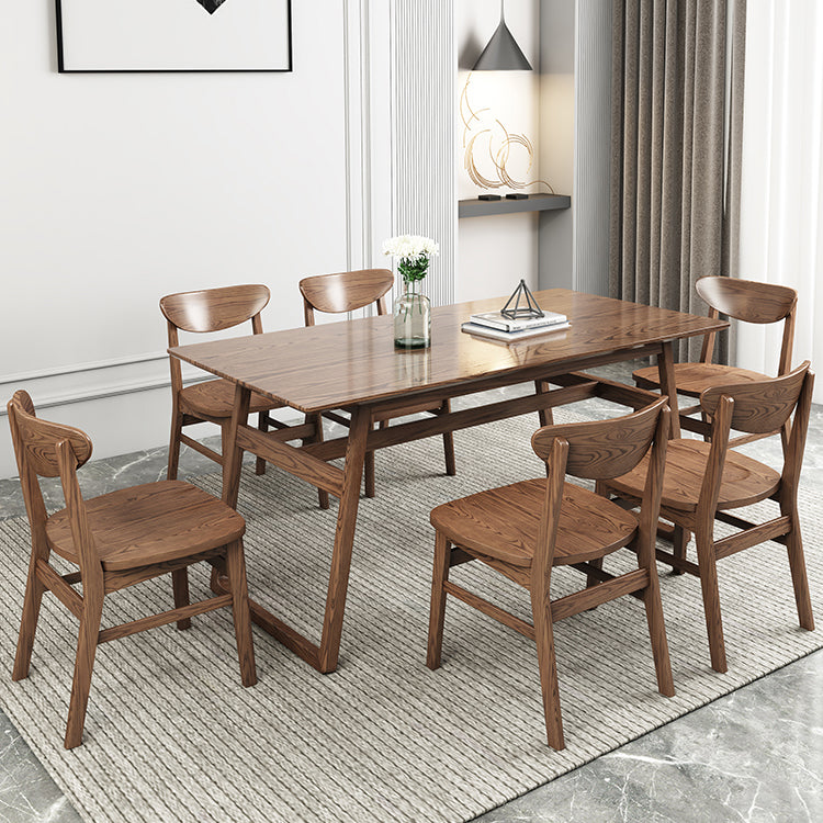 Rectangle Ash Wood Table in Walnut Contemporary Wooden Dining Table with Double Pedestal Clearhalo ' dining_table' 'Dining Tables & Seating' 'Dining Tables' 'furn' 'furn_dining_table' 'Furniture' 'furniture_dining_table' 'Kitchen & Dining Furniture' 'kitchen&dining_furn' 'kitchen' 'kitchen_dining_table' 3876164