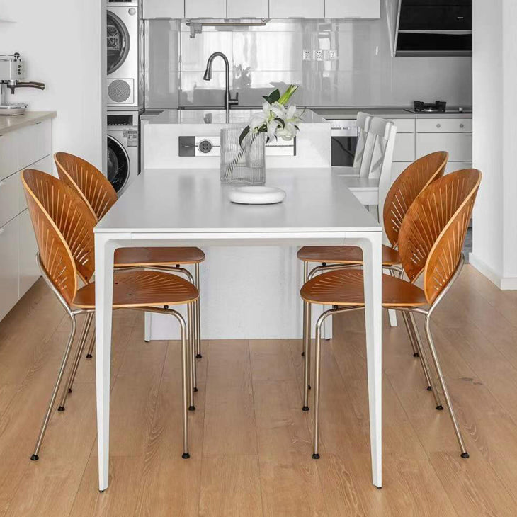 Contemporary Sintered Stone Top Dining Table White Rectangle Shape Dining Table for Kitchen Clearhalo ' dining_table' 'Dining Tables & Seating' 'Dining Tables' 'Furniture' 'furniture_dining_table' 'Kitchen & Dining Furniture' 'kitchen&dining_furn' 'kitchen' 'kitchen_dining_table' 3876174