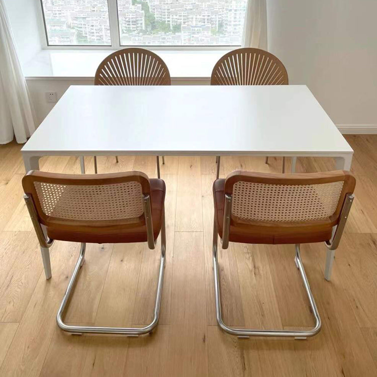 Contemporary Sintered Stone Top Dining Table White Rectangle Shape Dining Table for Kitchen Clearhalo ' dining_table' 'Dining Tables & Seating' 'Dining Tables' 'Furniture' 'furniture_dining_table' 'Kitchen & Dining Furniture' 'kitchen&dining_furn' 'kitchen' 'kitchen_dining_table' 3876185