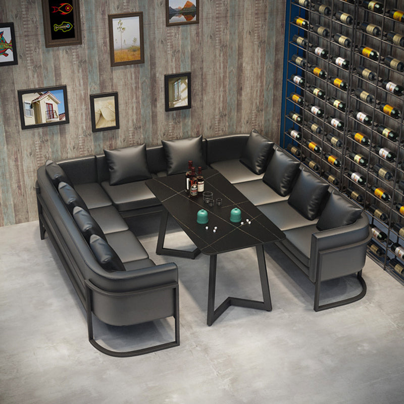 Industrial Dining Room Table Black Sintered Stone Table with Metal Base Clearhalo ' dining_table' 'Dining Tables & Seating' 'Dining Tables' 'furn' 'furn_dining_table' 'Furniture' 'furniture_dining_table' 'Kitchen & Dining Furniture' 'kitchen&dining_furn' 'kitchen' 'kitchen_dining_table' 3876202