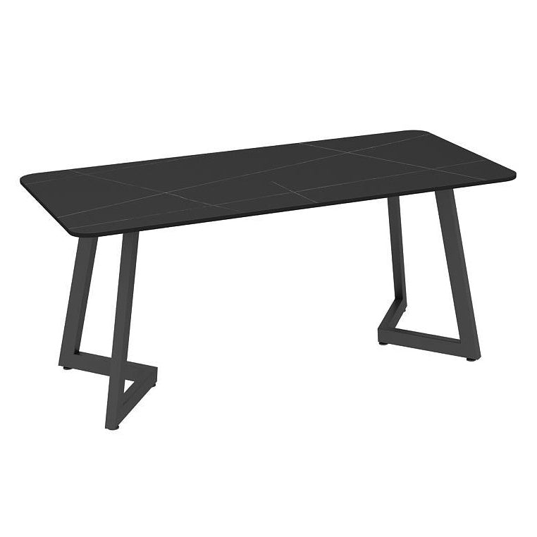 Industrial Dining Room Table Black Sintered Stone Table with Metal Base Clearhalo ' dining_table' 'Dining Tables & Seating' 'Dining Tables' 'furn' 'furn_dining_table' 'Furniture' 'furniture_dining_table' 'Kitchen & Dining Furniture' 'kitchen&dining_furn' 'kitchen' 'kitchen_dining_table' 3876206