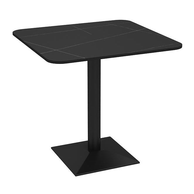 Industrial Dining Room Table Black Sintered Stone Table with Metal Base 23.6"L x 23.6"W x 29.5"H Without Chairs Clearhalo ' dining_table' 'Dining Tables & Seating' 'Dining Tables' 'furn' 'furn_dining_table' 'Furniture' 'furniture_dining_table' 'Kitchen & Dining Furniture' 'kitchen&dining_furn' 'kitchen' 'kitchen_dining_table' 3876207
