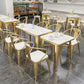 Industrial Dining Table White Sintered Stone Table with Gold Sled Base for Dining Room Clearhalo ' dining_table' 'Dining Tables & Seating' 'Dining Tables' 'furn' 'furn_dining_table' 'Furniture' 'furniture_dining_table' 'Kitchen & Dining Furniture' 'kitchen&dining_furn' 'kitchen' 'kitchen_dining_table' 3876229