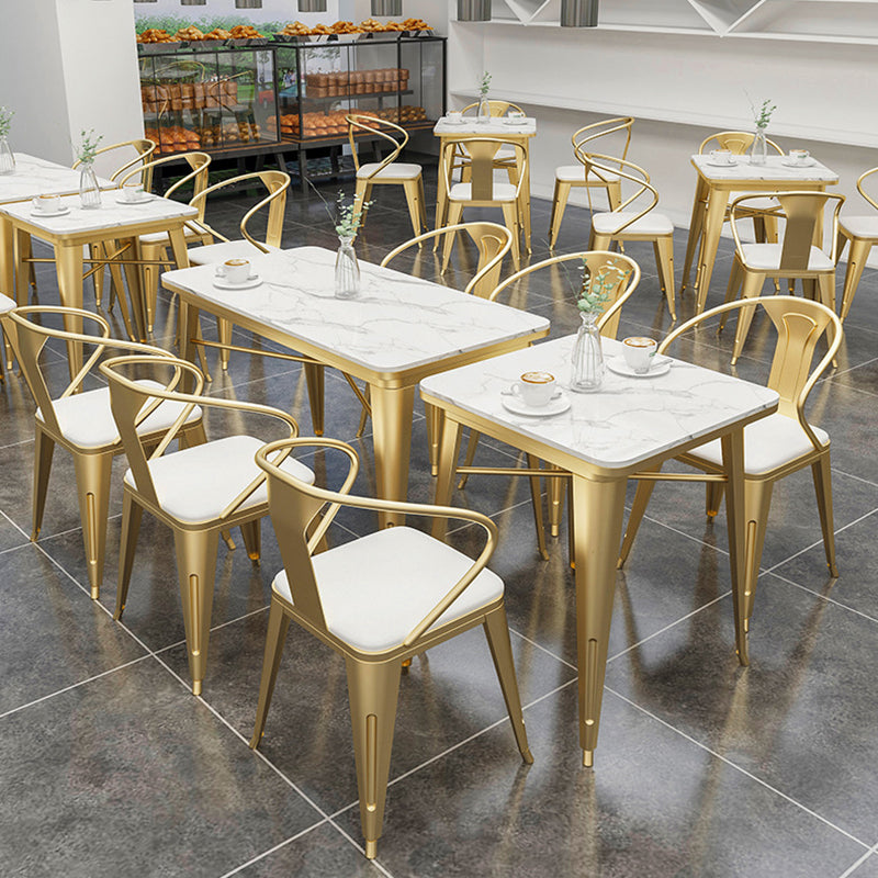 Industrial Dining Table White Sintered Stone Table with Gold Sled Base for Dining Room Clearhalo ' dining_table' 'Dining Tables & Seating' 'Dining Tables' 'furn' 'furn_dining_table' 'Furniture' 'furniture_dining_table' 'Kitchen & Dining Furniture' 'kitchen&dining_furn' 'kitchen' 'kitchen_dining_table' 3876229