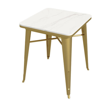 Industrial Dining Table White Sintered Stone Table with Gold Sled Base for Dining Room Without Chairs Clearhalo ' dining_table' 'Dining Tables & Seating' 'Dining Tables' 'furn' 'furn_dining_table' 'Furniture' 'furniture_dining_table' 'Kitchen & Dining Furniture' 'kitchen&dining_furn' 'kitchen' 'kitchen_dining_table' 3876233