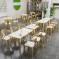 Industrial Dining Table White Sintered Stone Table with Gold Sled Base for Dining Room Clearhalo ' dining_table' 'Dining Tables & Seating' 'Dining Tables' 'furn' 'furn_dining_table' 'Furniture' 'furniture_dining_table' 'Kitchen & Dining Furniture' 'kitchen&dining_furn' 'kitchen' 'kitchen_dining_table' 3876234
