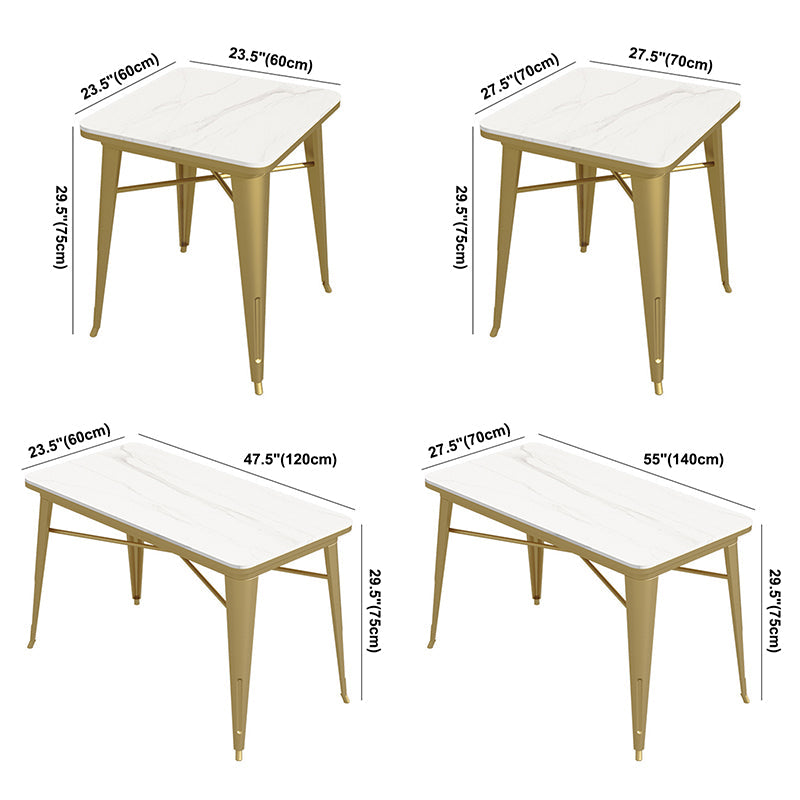 Industrial Dining Table White Sintered Stone Table with Gold Sled Base for Dining Room Clearhalo ' dining_table' 'Dining Tables & Seating' 'Dining Tables' 'furn' 'furn_dining_table' 'Furniture' 'furniture_dining_table' 'Kitchen & Dining Furniture' 'kitchen&dining_furn' 'kitchen' 'kitchen_dining_table' 3876237